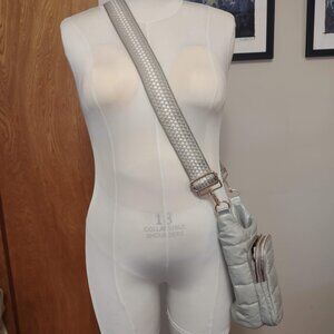 Greige WanderFull crossbody water bottle bag